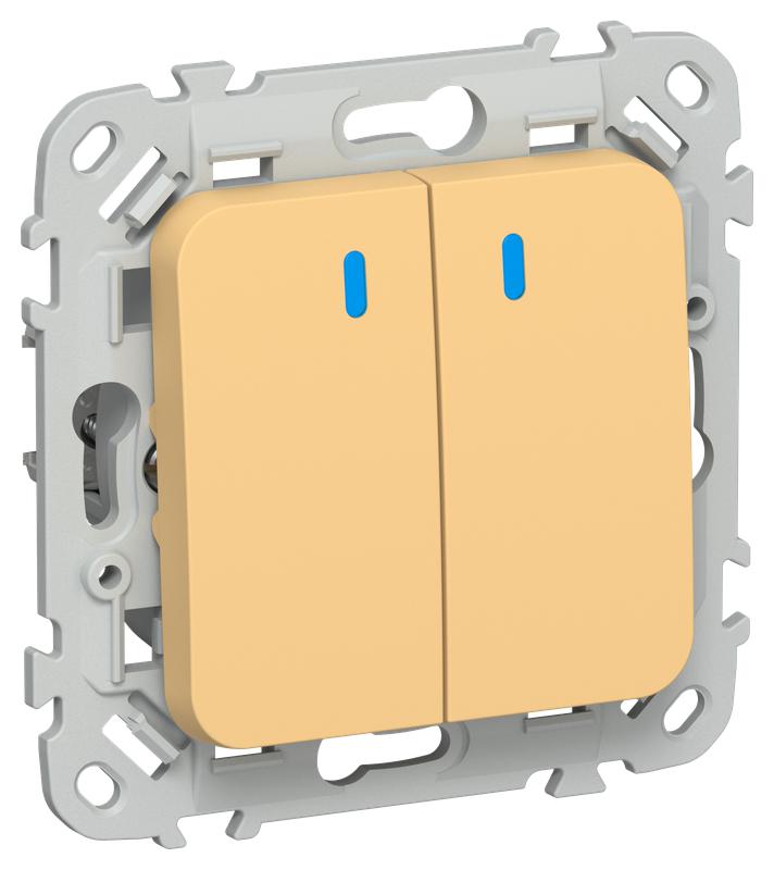 выключатель проходной 2-кл. сп flite вс62-1-1-флз 10а с индикацией механизм золотарник iek fi-v22-1-10-1-k90 от BTSprom.by