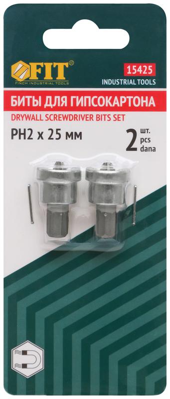  Насадки д/быстрого завинч. самор. по гипр. набор сталь S2 профи РН2х25мм (уп.2шт) FIT 15425 фото в каталоге от BTSprom.by
