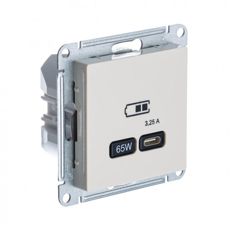 розетка usb atlasdesign тип c 65вт qc pd высокоскор. зу механизм беж. se atn000227 от BTSprom.by