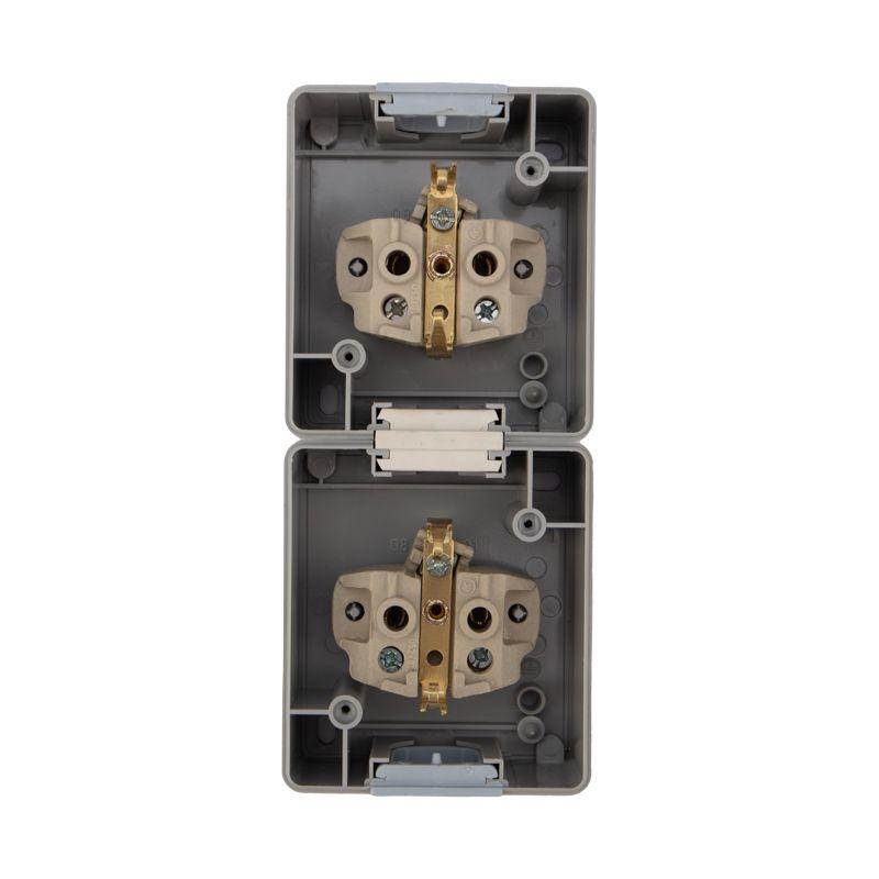  Блок ОП 2 розетки вертик. INDUSTRIAL с заземл. керамика IP54 сер. Kranz KR-78-0616 фото в каталоге от BTSprom.by