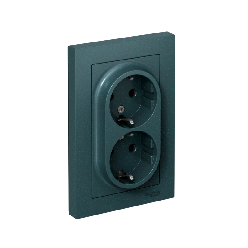 розетка 2-м сп atlasdesign 16а ip20 с заземл. защ. шторки в сборе изумруд se atn000826 от BTSprom.by