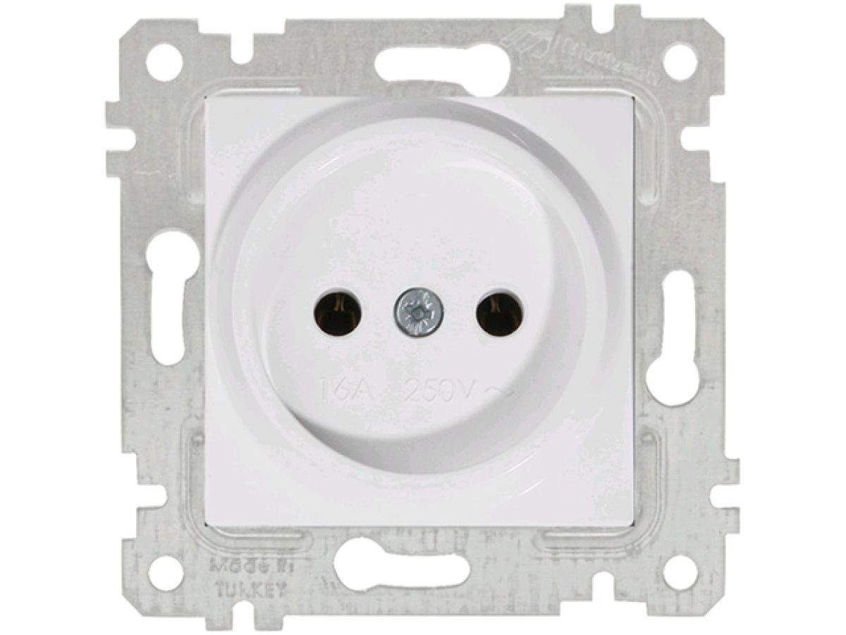 розетка 1-ая (скрытая, без рамки, б/з) белая, rita, mutlusan (16 a, 250 v, ip 20) 2200 601 0201 от BTSprom.by