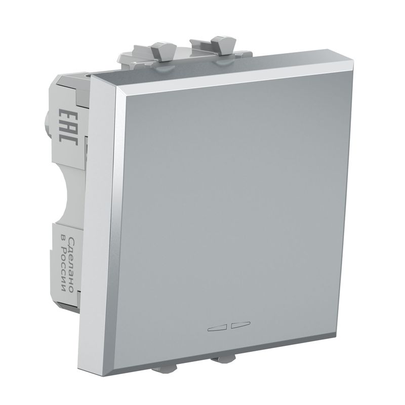  Выключатель модульный 1-кл. 2мод. Avanti "Закаленная сталь" 16А сер. DKC 4404102 фото в каталоге от BTSprom.by