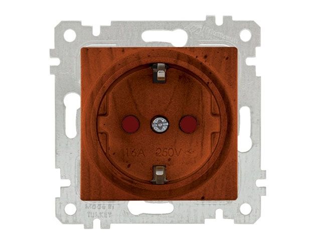 розетка 1-ая (скрытая, без рамки, с/з, шторки) вишня, rita, mutlusan (16 a, 250 v, ip 20) 2200 605 0256 от BTSprom.by