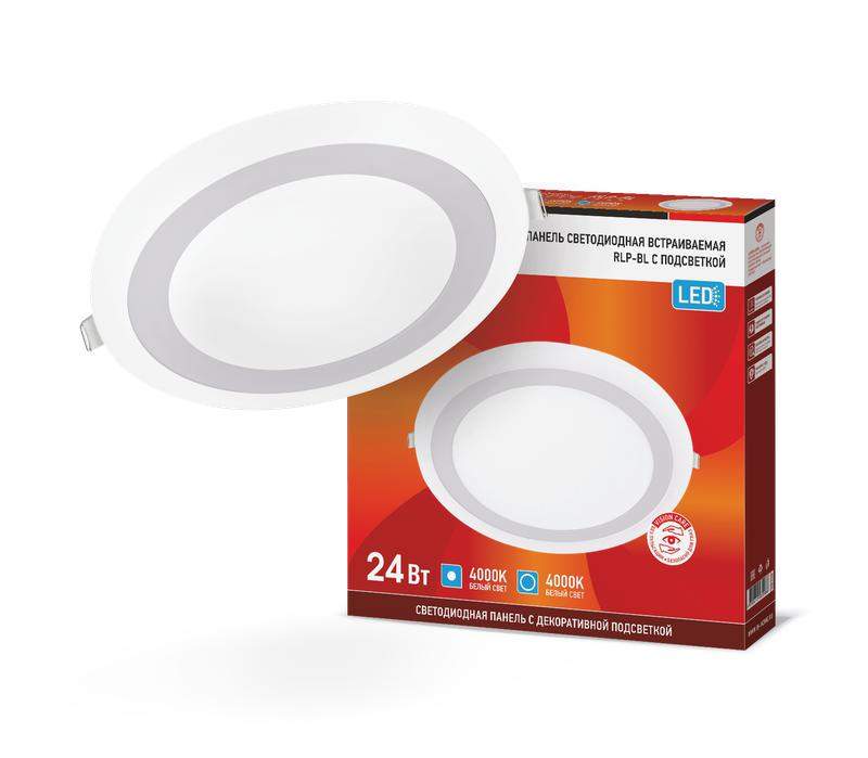 светильник светодиодный rlp-bl 24вт 4000к ip20 1440лм 230в 245мм круглый встраив. с подсветкой панель бел. in home 4690612032986 от BTSprom.by