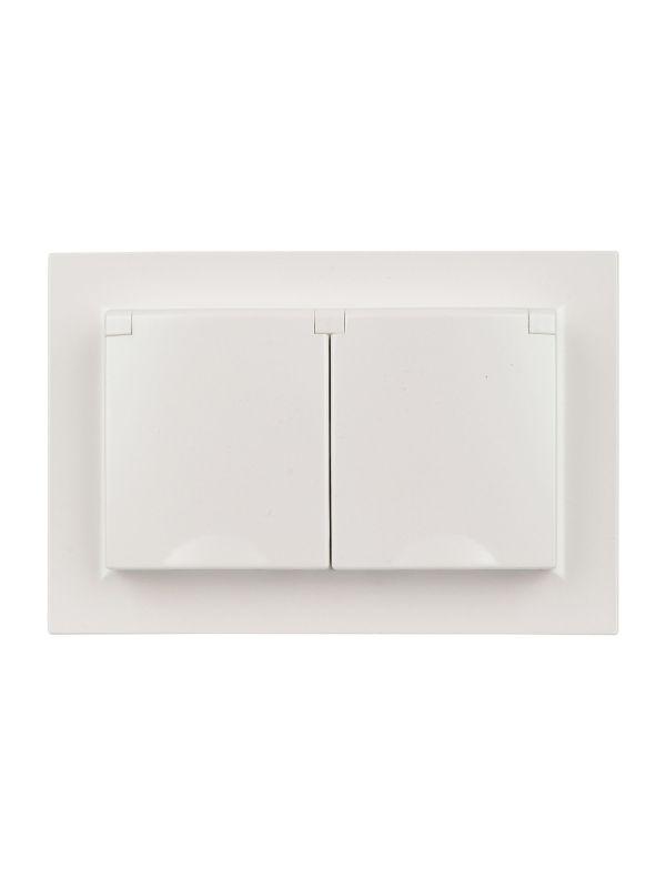  Розетка 2-м СП BRITE РСбш12-3-44-БрЖ 16А в сборе IP44 с крышкой жемчуж. IEK BR-R26-16-44-K36-F фото в каталоге от BTSprom.by