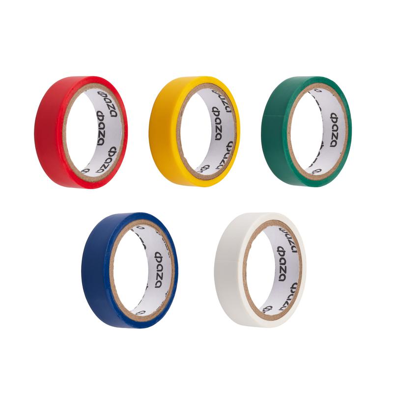  Изолента ПВХ 15ммх5м 5 цветов (уп.5шт) ФАZА 5017214 фото в каталоге от BTSprom.by