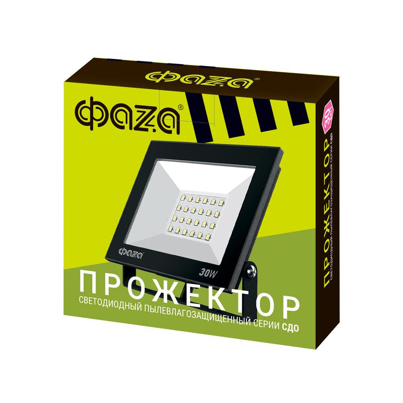  Прожектор светодиодный СДО-20 30Вт 6500К IP65 230В BL ДО прозр. закален. стекло ФАZА 5047280 фото в каталоге от BTSprom.by