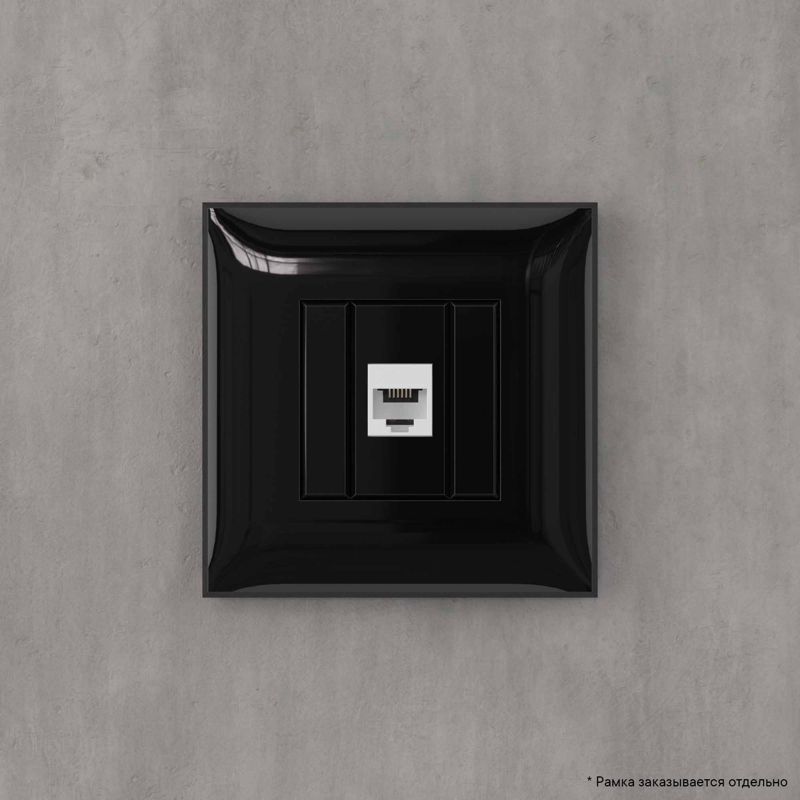  Розетка телефонная 1-м СП Avanti "Черный квадрат" RJ12 без шторок механизм DKC 4402613 фото в каталоге от BTSprom.by