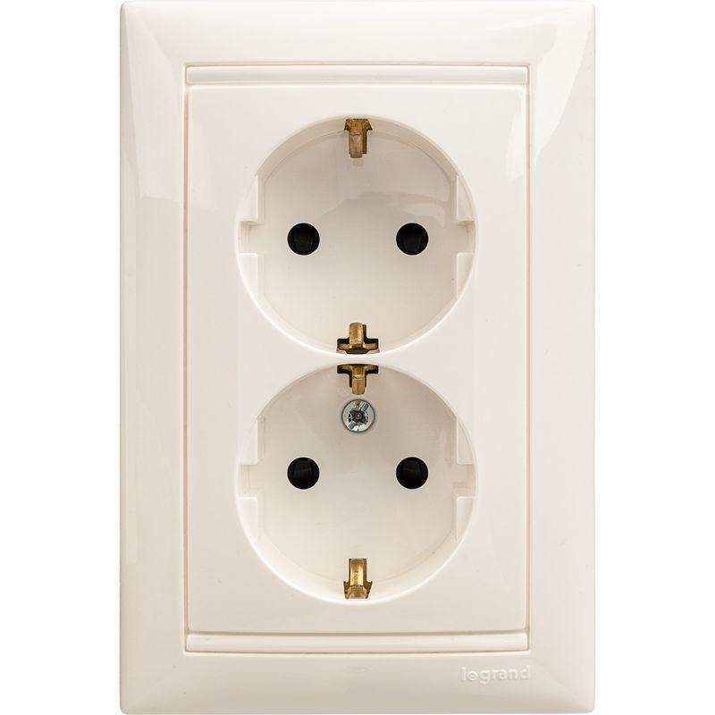 розетка 2-м сп valena 16а ip20 2х2p+e с заземл. защ. шторки немецк. стандарт в сборе бел. leg 774427 от BTSprom.by