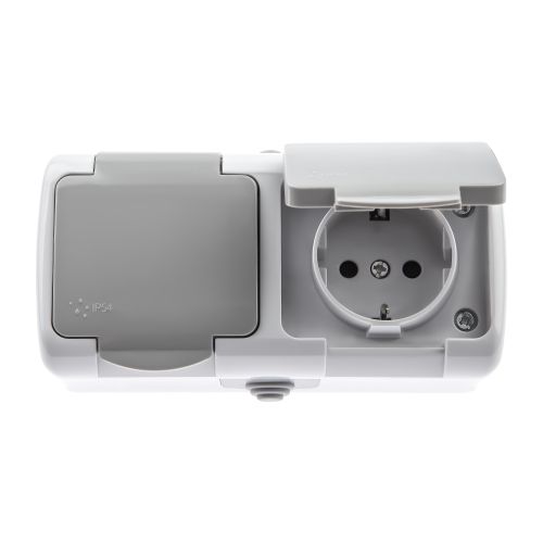  Розетка 2-м ОП 16А 250В 2P+E Schuko IP54 защ. шторки с заземл. Atlantic сер. 5-204-03 Intro Б0051061 фото в каталоге от BTSprom.by