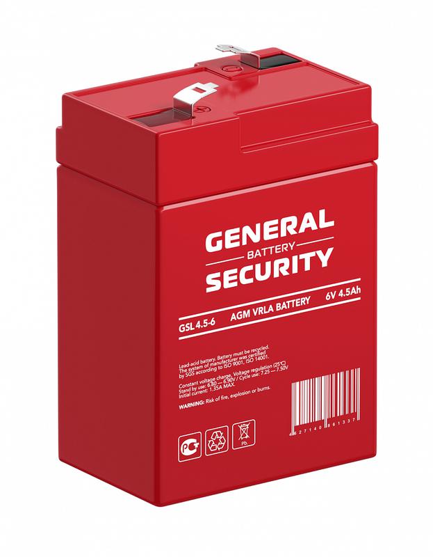  Аккумулятор 6В 4.5А.ч General Security GSL4.5-6 фото в каталоге от BTSprom.by