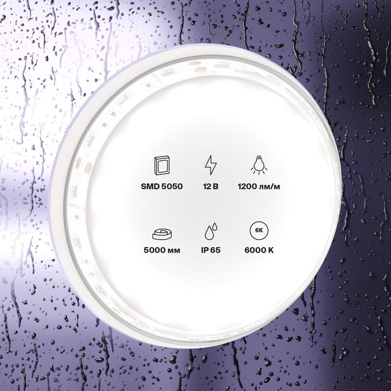  Лента светодиодная 12В 5050 14.4Вт/м 6000К IP65 (уп.5м) Maytoni 10133 фото в каталоге от BTSprom.by