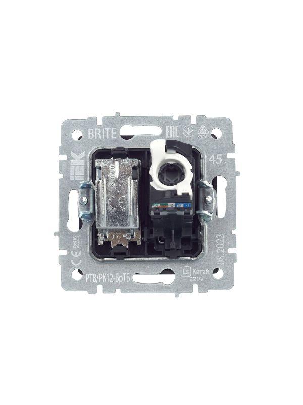  Розетка компьютерная + телевизионная 2-м Brite РТВ/РК12-БрТБ RJ45 кат.5E + TV механизм бронза IEK BR-AK20-1-K45 фото в каталоге от BTSprom.by