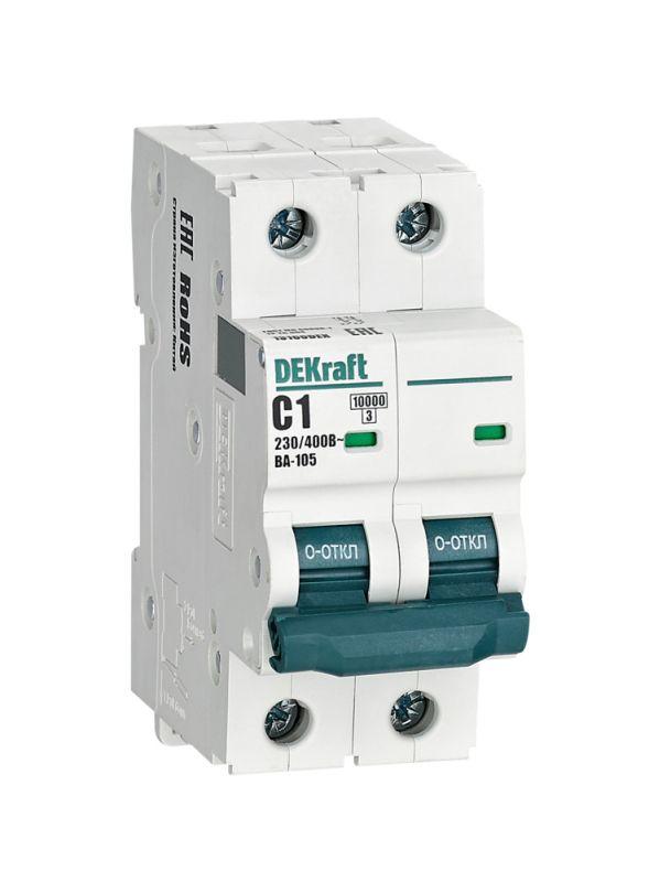 выключатель автоматический модульный 2п c 1а 10ка ва-105 dekraft 13160dek от BTSprom.by