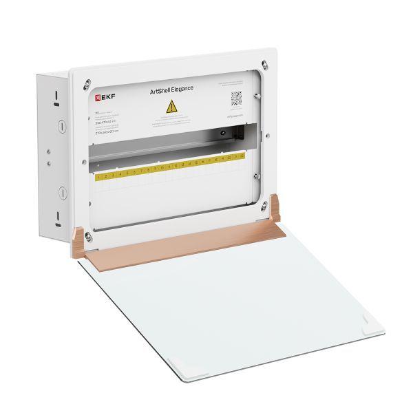  Корпус ArtShell Elegance силовой встраив. 22мод. бел. дверь из закал. стекла EKF artshell-e-22p-cw фото в каталоге от BTSprom.by