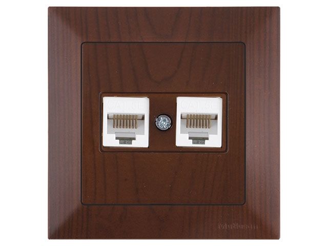 розетка компьютерная 2xrj45 (cat5e, скрытая) орех, daria, mutlusan ((2xrj 45) 8-pin, соединения типа 568a или 568b) 2120 138 0157 от BTSprom.by