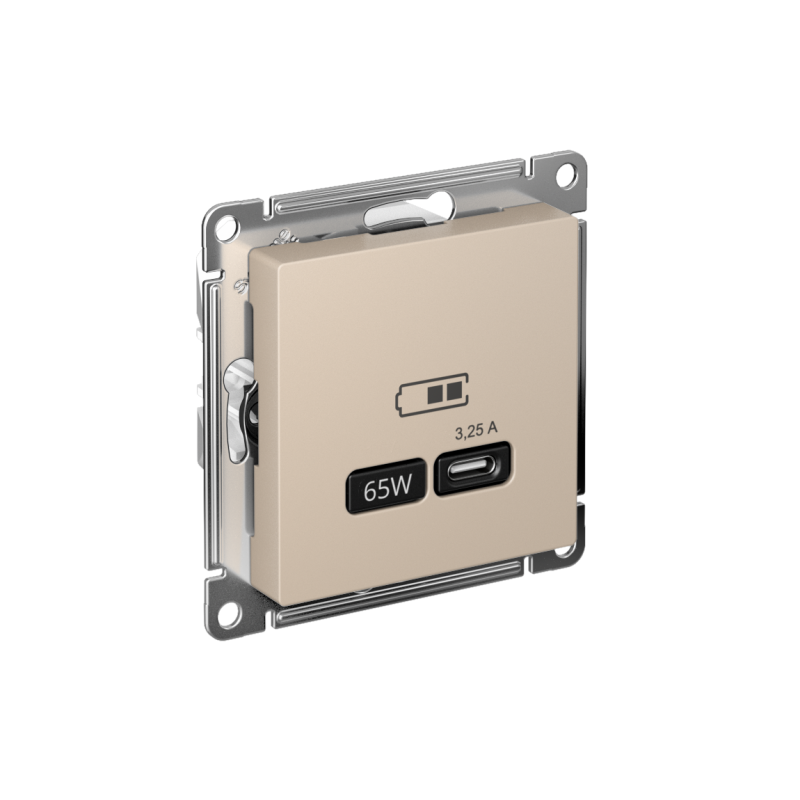 розетка usb atlasdesign тип c 65вт высокоскор. зу qc pd механизм песочн. se atn001227 от BTSprom.by