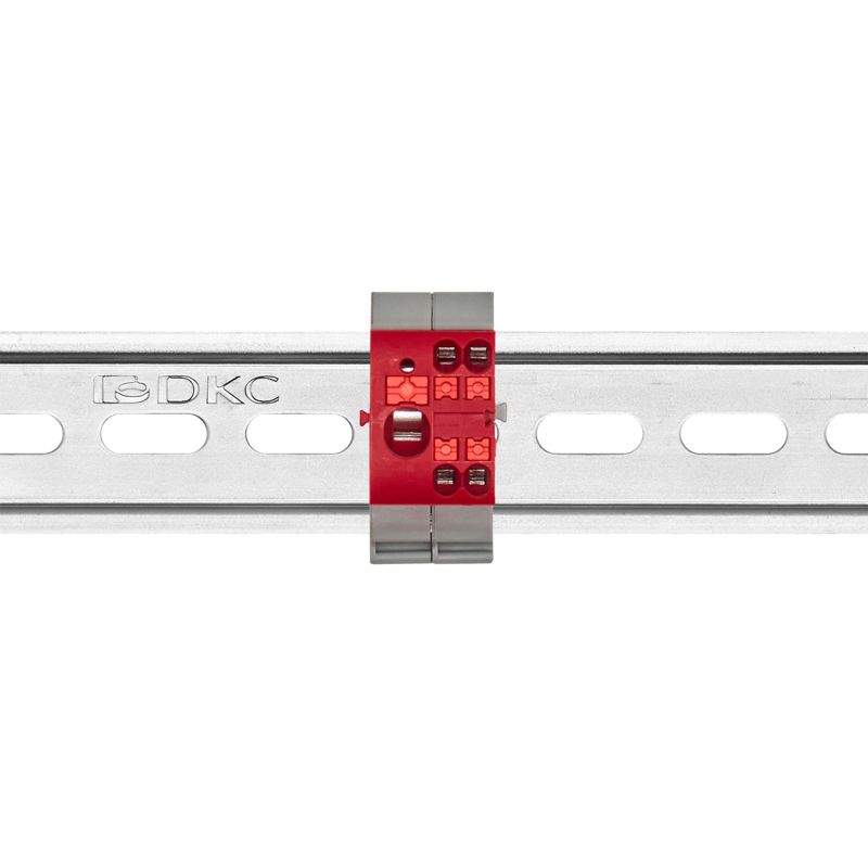  Блок распределительный с горизонт. адаптером на рейку шир. 35мм зажим push-in 1 ввод 6кв.мм 4 точки подключения 2.5кв.мм красн. DKC DTP1-104-104SPUR-H фото в каталоге от BTSprom.by