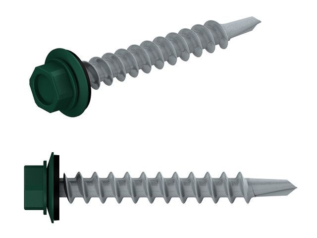 саморез кровельный 4.8х29 мм цинк, шайба с прокл., pt1, ral 6005 (5 кг) starfix smv1-65462-5 от BTSprom.by