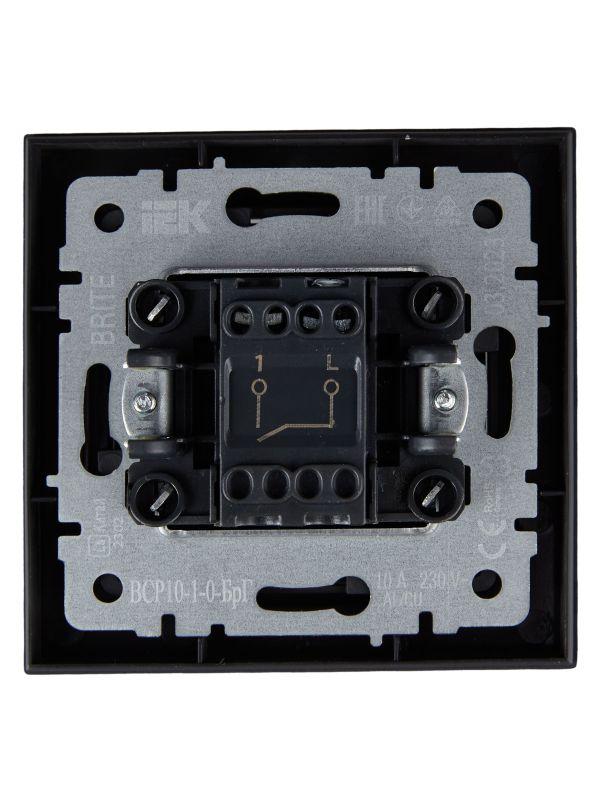  Выключатель 1-кл. СП BRITE ВСР10-1-0-БрГ 10А в сборе графит IEK BR-V10-0-10-K53-F фото в каталоге от BTSprom.by