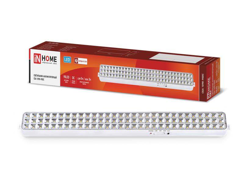 светильник светодиодный сба 1098-90dc 90 led 2.2а.ч lithium battery dc аварийный in home 4690612029535 от BTSprom.by