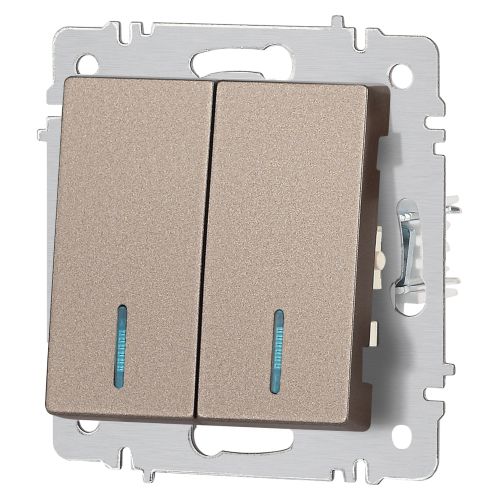  Выключатель 2-кл. СП Accent 6-105-08 10А IP20 250В с подсветкой AL/CU бронза Intro Б0063523 фото в каталоге от BTSprom.by