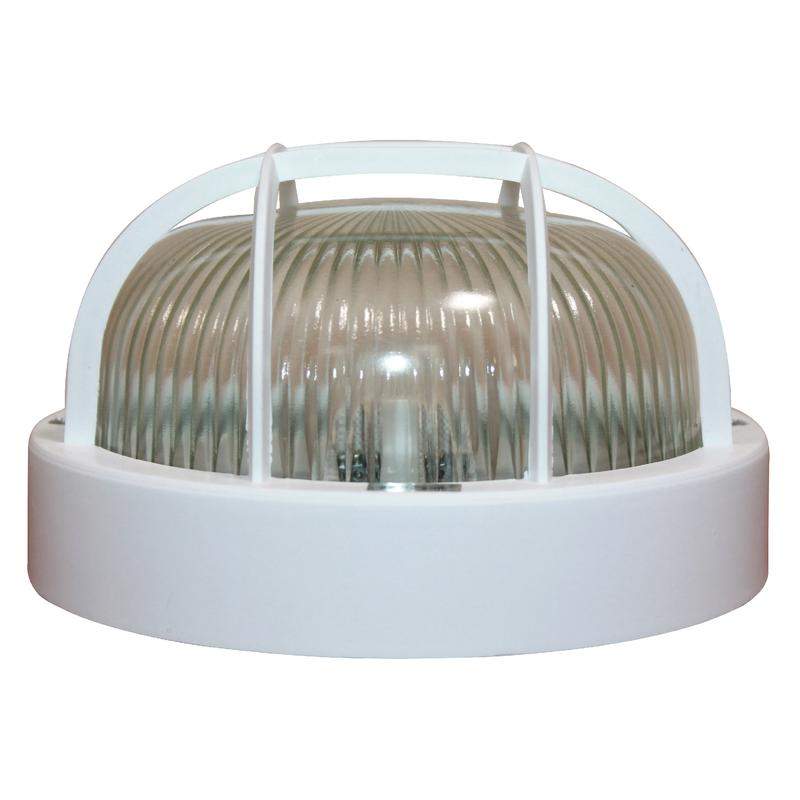  Светильник "Банник" 1302 НПП 03-60-014 IP54 круг малый с решеткой бел. пласт. ГИ Элетех 1005500882 фото в каталоге от BTSprom.by