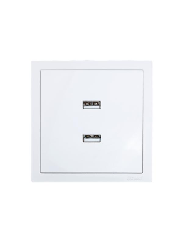 розетка 2-мест. usb разъем сп zima ip20 бел. lezard 704-0288-192 от BTSprom.by