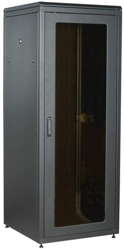шкаф сетевой linea n 28u 800х800мм стекл. передняя дверь задняя металлическая черн. itk ln05-28u88-gm от BTSprom.by