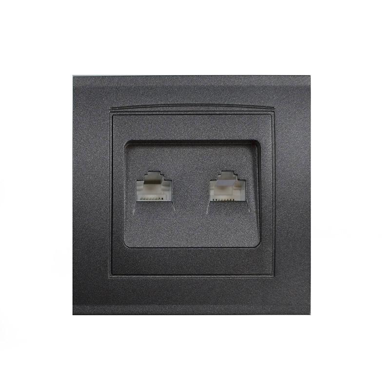 розетка компьютерная 2-м бриллиант в сборе графит universal 1079-gr от BTSprom.by