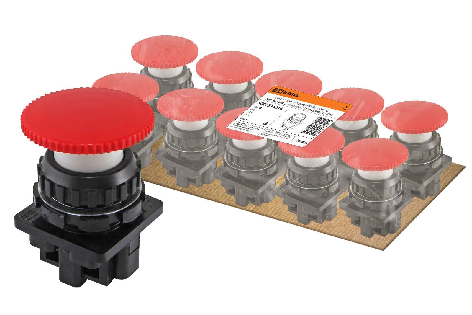 выключатель кнопочный ке 021-у2-исп.1 гриб без фиксации красный 2з 10a 660b ip40 tdm от BTSprom.by