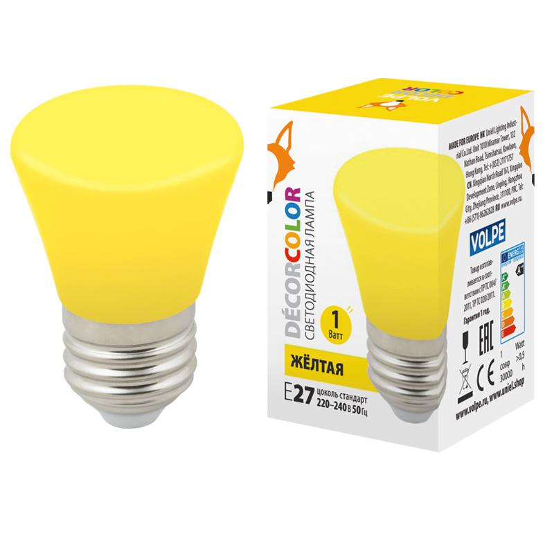 лампа светодиодная led-d45-1w/yellow/e27/fr/с bell колокольчик 1вт матовая желт. e27 декоративная (упак. картон) volpe ul-00005641 от BTSprom.by