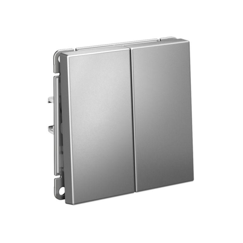  Выключатель кнопочный 2-кл. ArtGallery 10AX быстрозажим. клем. механизм сталь SE GAL000917S фото в каталоге от BTSprom.by