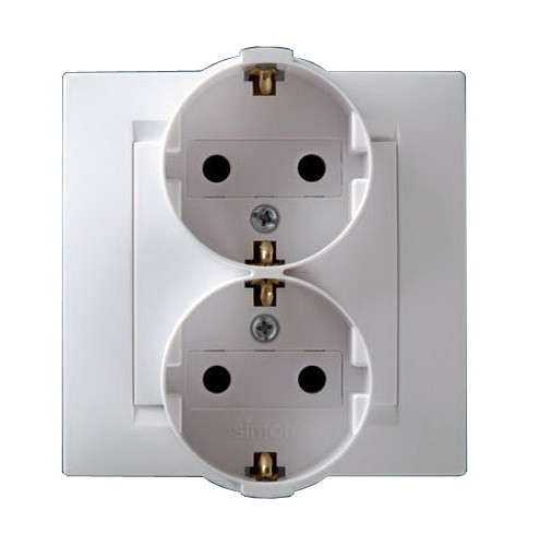 розетка 2-м сп simon15 16а ip20 250в с заземл. винт. клеммы бел. simon 1590459-030 от BTSprom.by