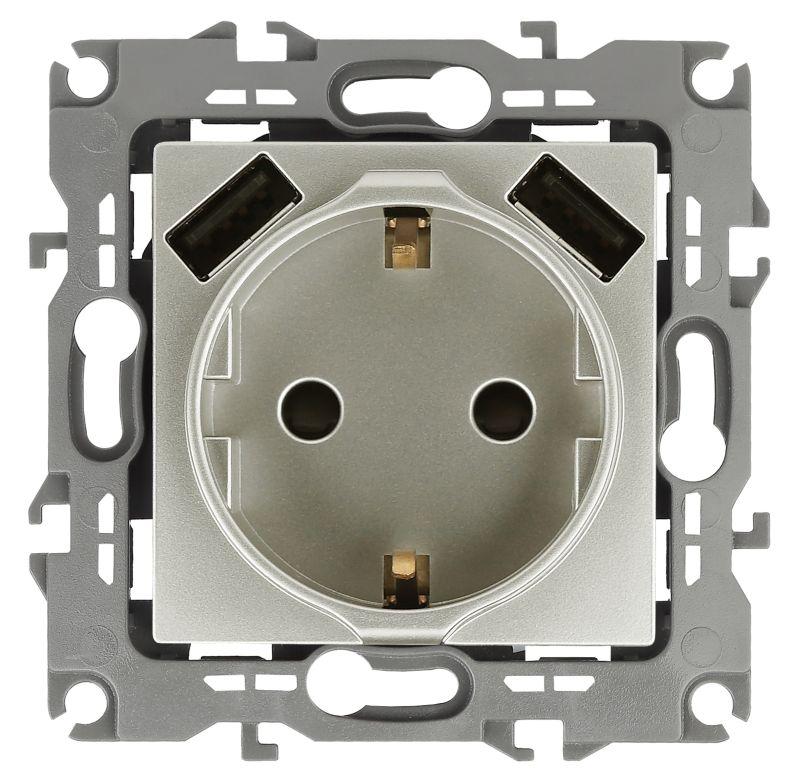 розетка 16а 250в 2p+e с 2хusb 5в-3а защ. шторки эра12 перламутр 12-4109-15 эра б0047849 от BTSprom.by