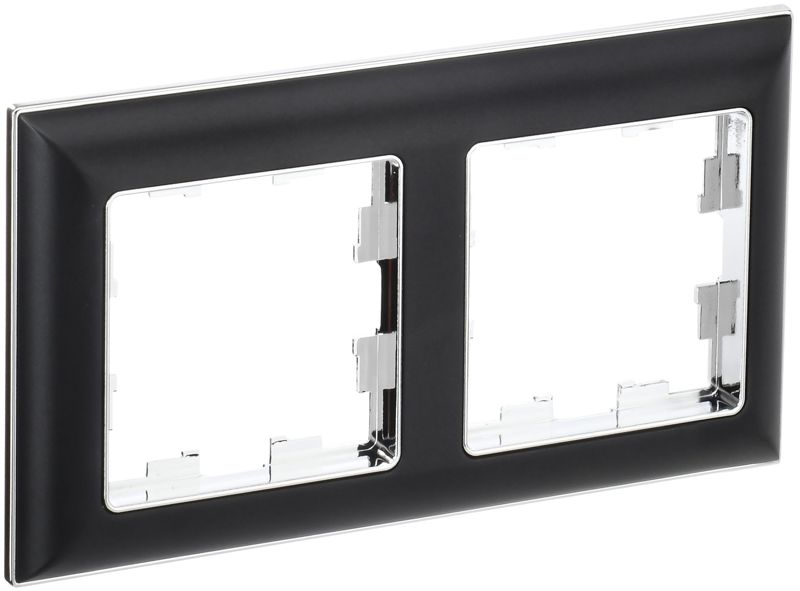 рамка 2-м brite ру-2-бр хром/черн. iek br-m22-12-2-k23 от BTSprom.by