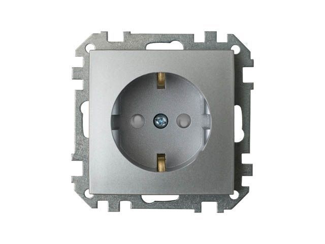розетка 1-ая (скрытая, с/з, з/ш) серебро, стиль, bylectrica рс16-529сер от BTSprom.by