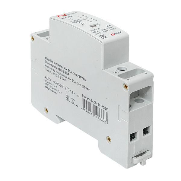  Контактор модульный КМ 25А 2NО 230В AC (1 мод.) AVERES EKF km-av-1-25-20-230V фото в каталоге от BTSprom.by