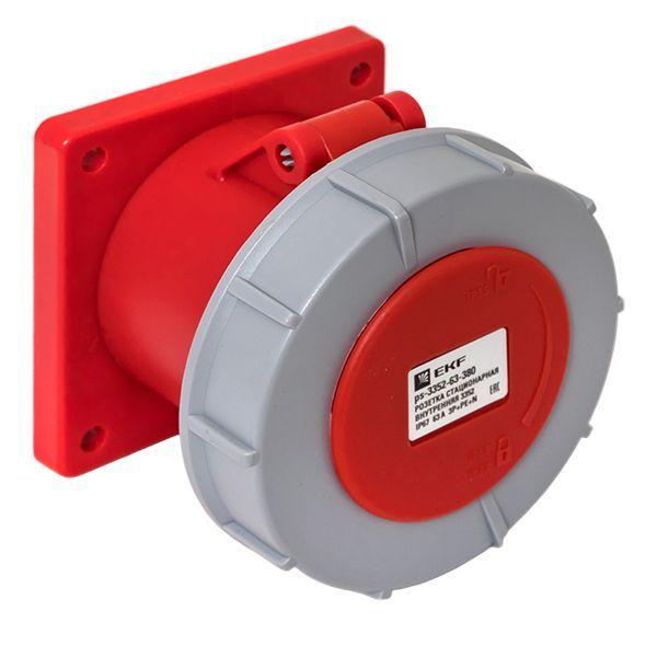  Розетка стационарная внутренняя 3352 3Р+РЕ+N 63А 380В IP67 PROxima EKF ps-3352-63-380 фото в каталоге от BTSprom.by