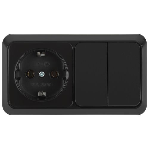 блок розетка с выключателем 2-м оп quadro 2-702-05 10-16-а-250в ip20 горизонт. антрацит intro б0069705 от BTSprom.by