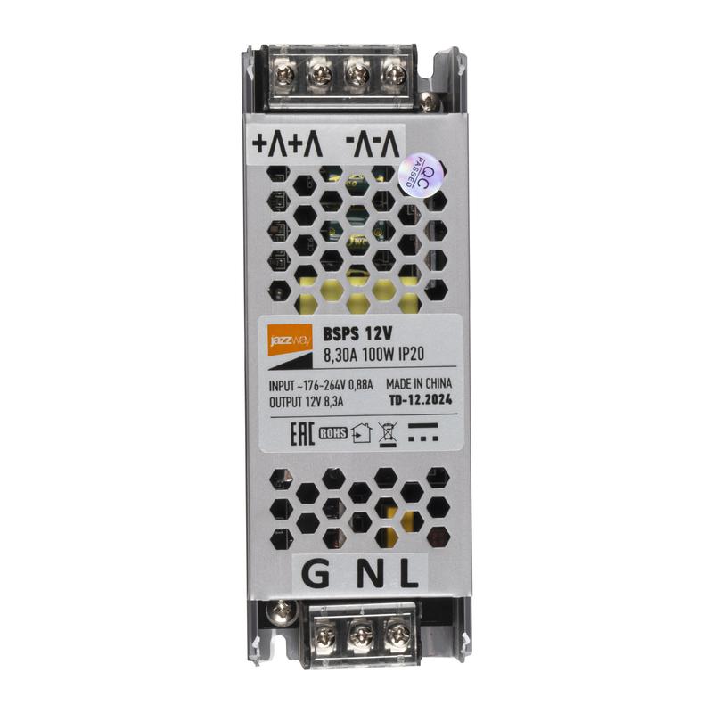 блок питания для светодиодной ленты 100вт 8.3а 12в ip20 bsps метал. jazzway 5024342 от BTSprom.by