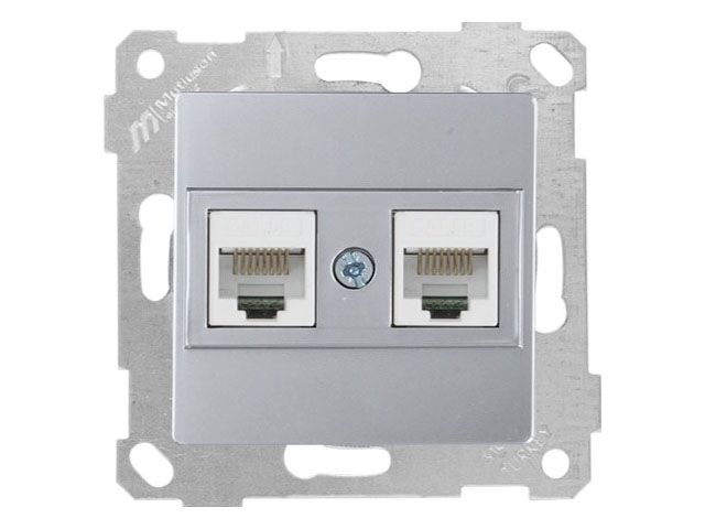 розетка компьютерная 2xrj45 (cat5e, скрытая, без рамки) серебро, rita, mutlusan 2200 138 0182 от BTSprom.by