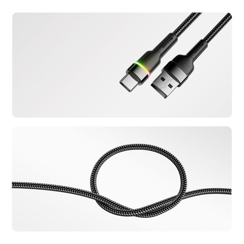  Кабель USB-A-Type-C 3А 18Вт 1м черн. нейлон. оплетка LED подсветка Rexant 18-7065 фото в каталоге от BTSprom.by