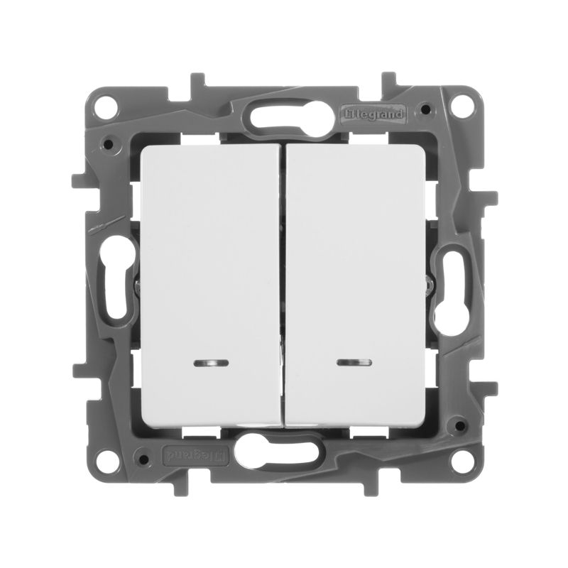  Выключатель 2-кл. СП Etika 10А IP20 250В 10AX с подсветкой/индикацией безвинтов. зажимы механизм бел. IEK 672204 фото в каталоге от BTSprom.by