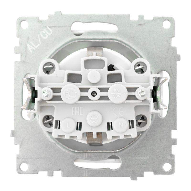  Механизм розетки 1-м Валенсия 16А IP44 с заземл. защ. шторки с крышкой бел. PROxima EKF EWV10-124-90 фото в каталоге от BTSprom.by