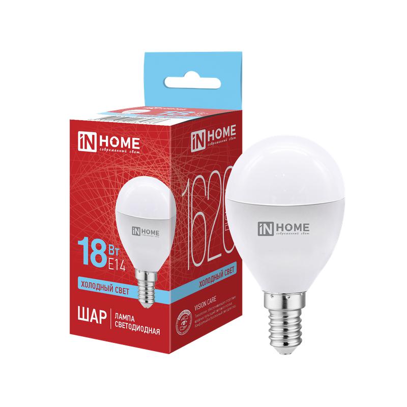 лампа светодиодная led-шар-vc 18вт шар 6500к e14 1620лм 230в in home 4690612065373 от BTSprom.by
