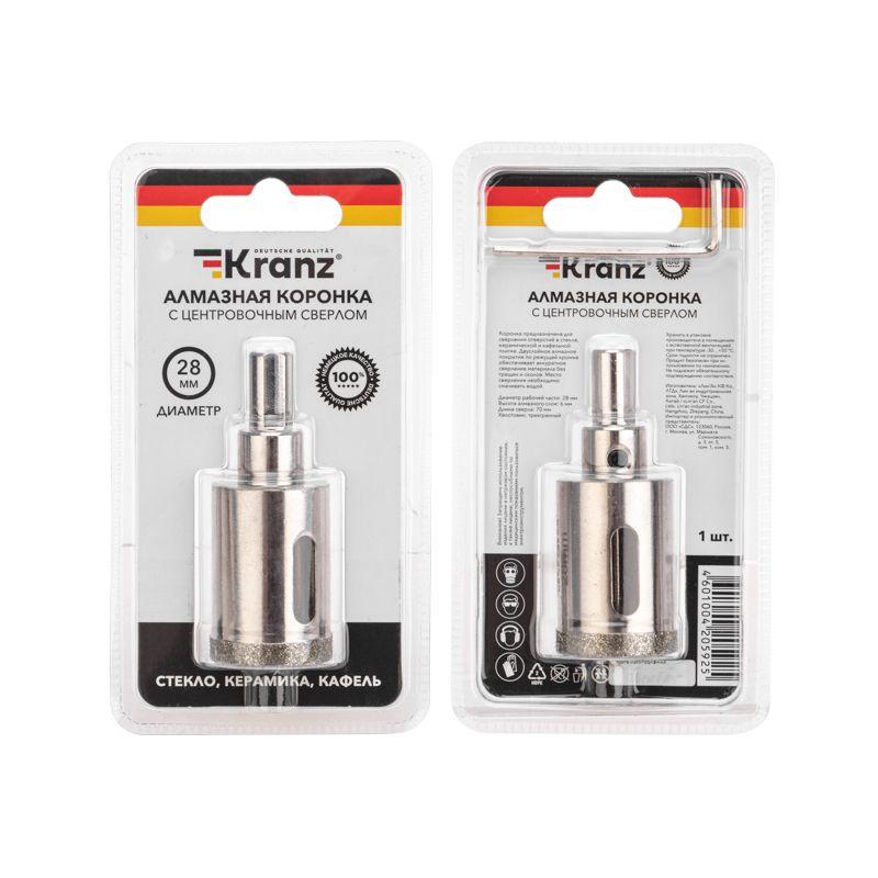  Коронка алмазная 28мм по керамограниту с центровочным сверлом Kranz KR-92-0009 фото в каталоге от BTSprom.by