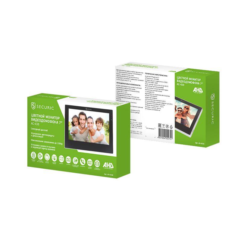  Монитор видеодомофона цветной 7дюйм формата AHD(1080P) с сенсорным экраном детектором движения функцией фото- и видеозаписи (модель AC-438) Rexant 45-0438 фото в каталоге от BTSprom.by
