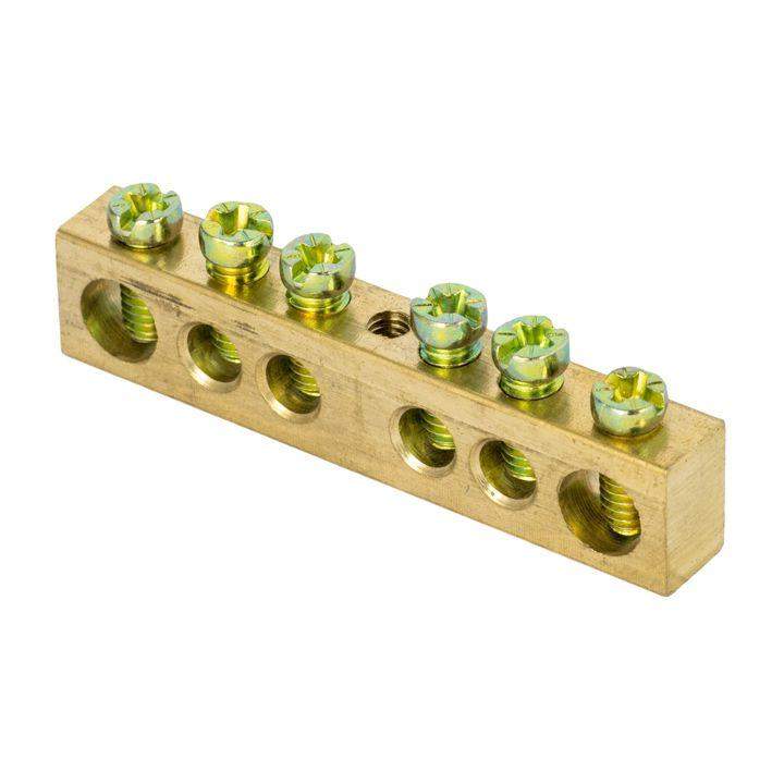 шина pen "ноль-земля" 8х12 6 отвер. латунь крепеж по центру proxima ekf sn0-125-6-c от BTSprom.by